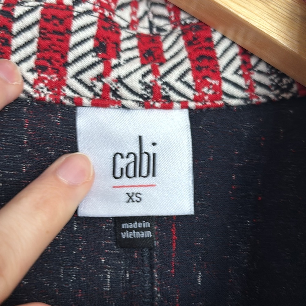 Cabi XS red black striped shoulder pad unlined blazer - Picture 5 of 11